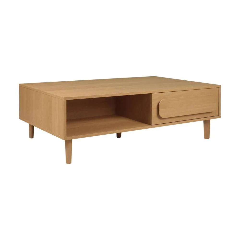 sweeek Vintage wood effect coffee table with 1 drawer in Brown 1