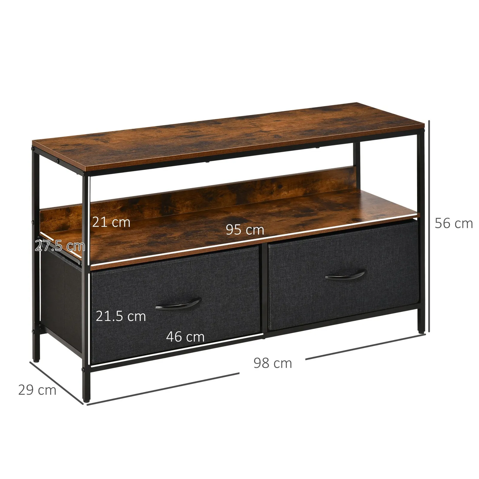 HOMCOM Cabinet, TV Console Unit W/ Foldable Linen Drawers, TV Stand for Living Room in Brown 3