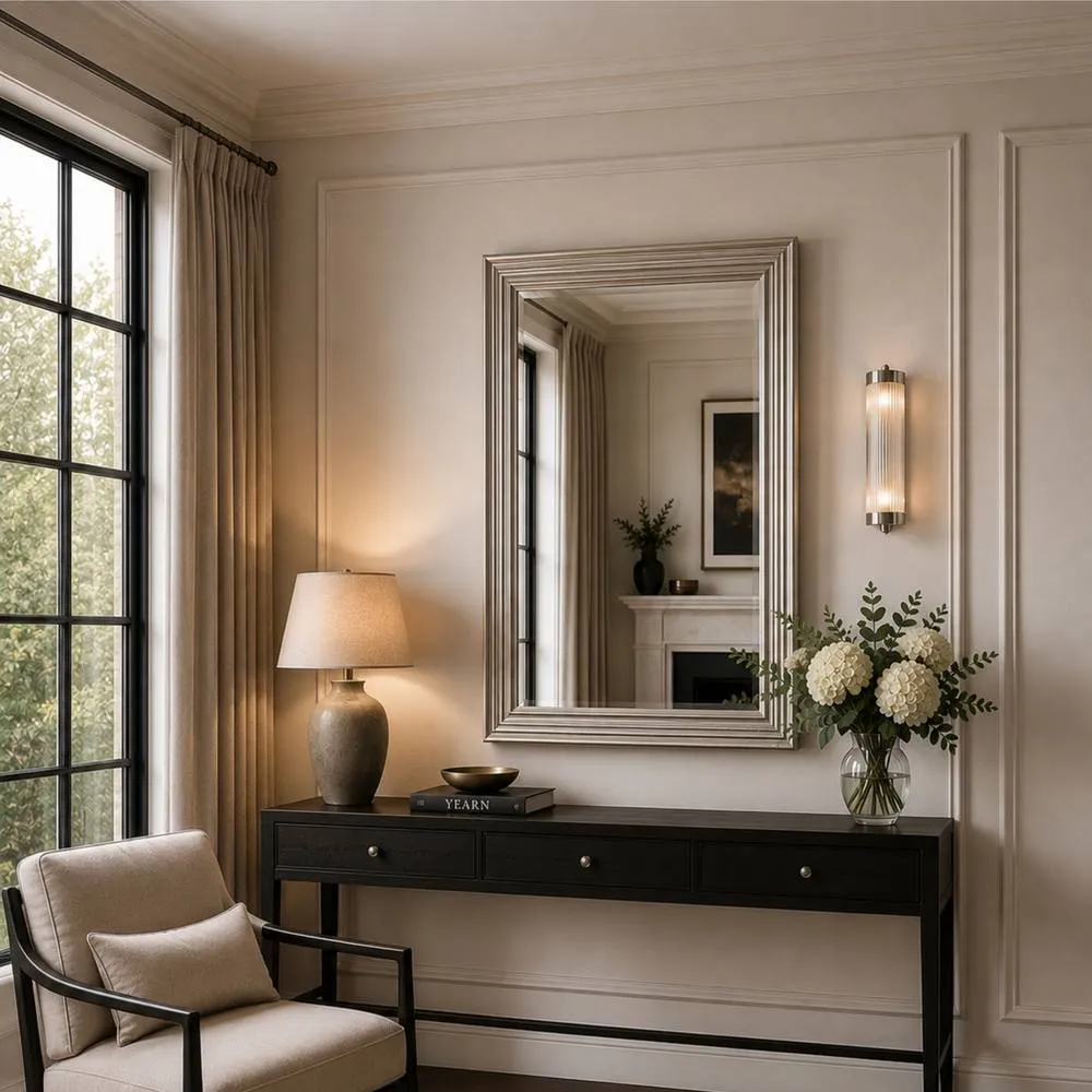 Yearn Mirrors Silvery Champagne Rectangular Mirror 116x90.5cm in Metallic Silver 5