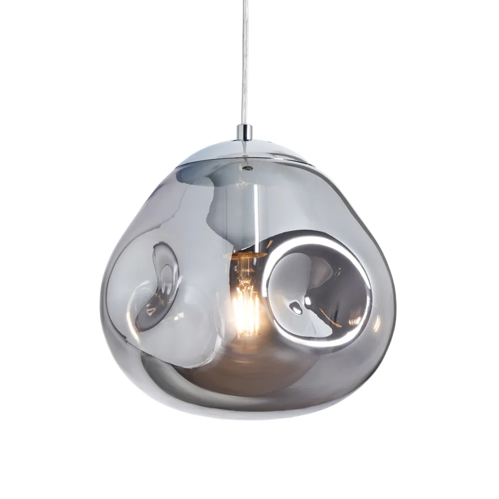 Wilder Ceiling Pendant Light with Smoked Glass Shade, Chrome