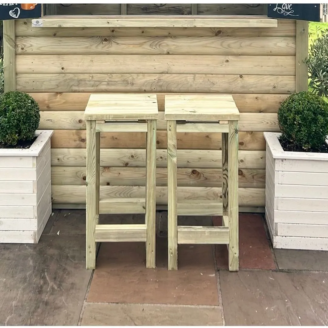 Churnet Valley Garden Furniture Ltd Garden Bar Stool (Set of 2) - Timber - L38 x W36.5 x H80 cm in Brown 2