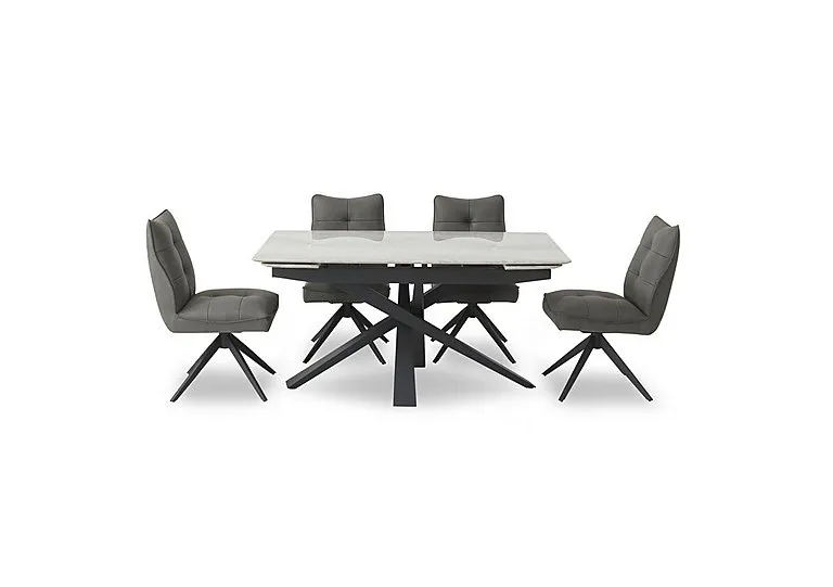 Germain Extending Dining Table and 4 Swivel Chairs - 150-cm - Charcoal