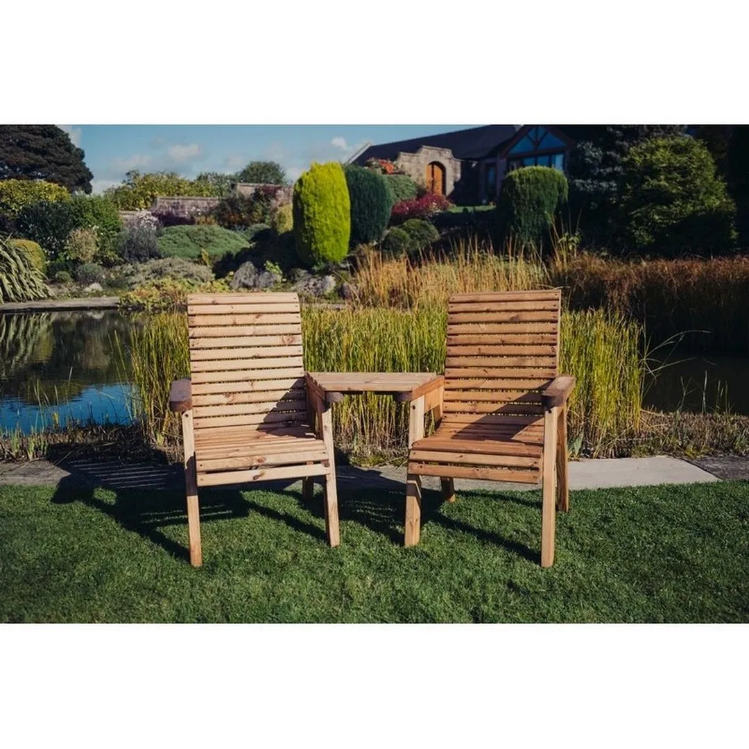 Churnet Valley Garden Furniture Ltd Valley Love Seat Angled - Timber - Flat Pack - Partially Assembled in Brown