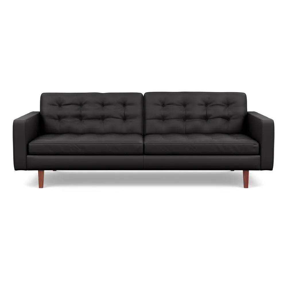 Heal's Hepburn 4 Seater Sofa Leather Grain Graphite 063 Walnut Feet 1