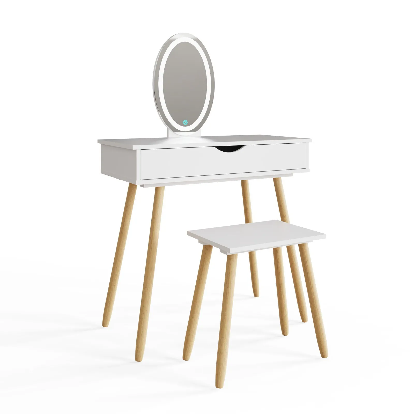 GFW Signy LED Dressing Table Set in White 2