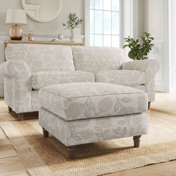 Flori Woven Floral Fabric Footstool 1