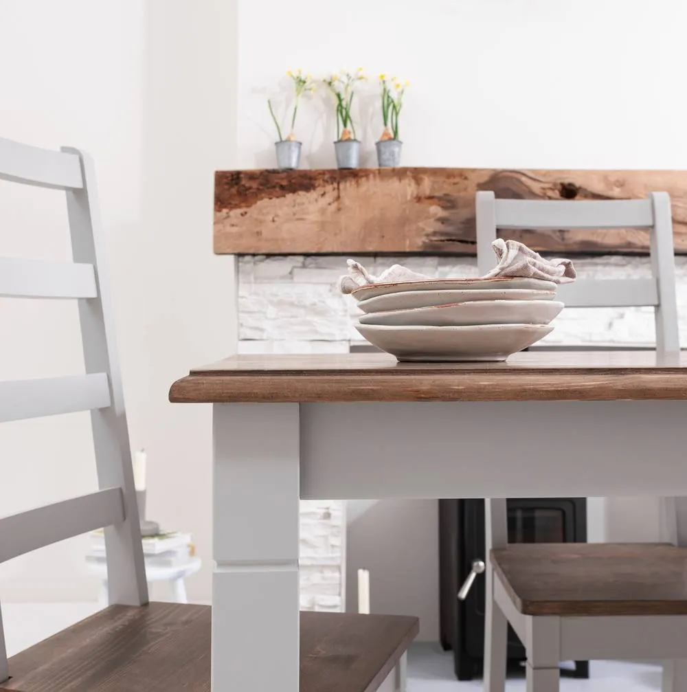 Nöa and Nani Canterbury Dining Table 140cm in Grey and Dark Pine 4