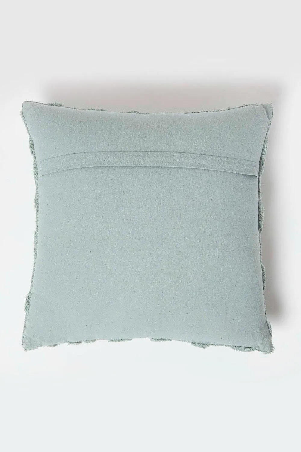 Homescapes Geometric Diamond Tufted Cotton Cushion in Green 3