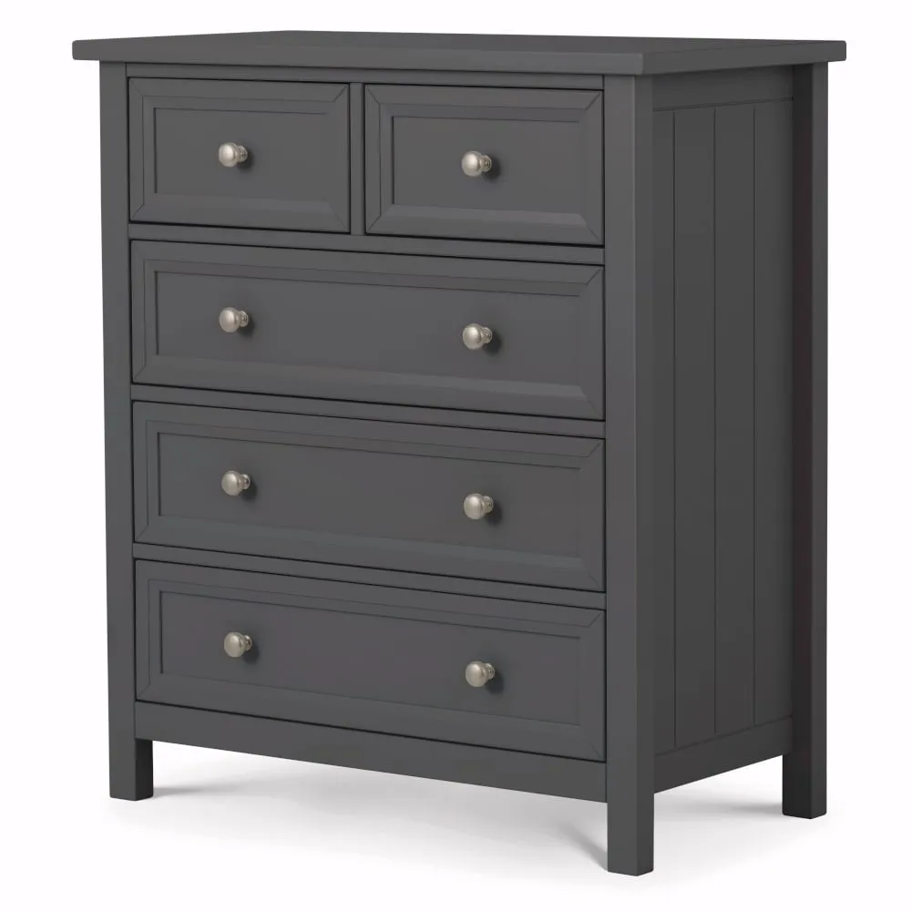Maine - 3+3 Drawer Chest - Dark Grey - Wooden - Happy Beds 1