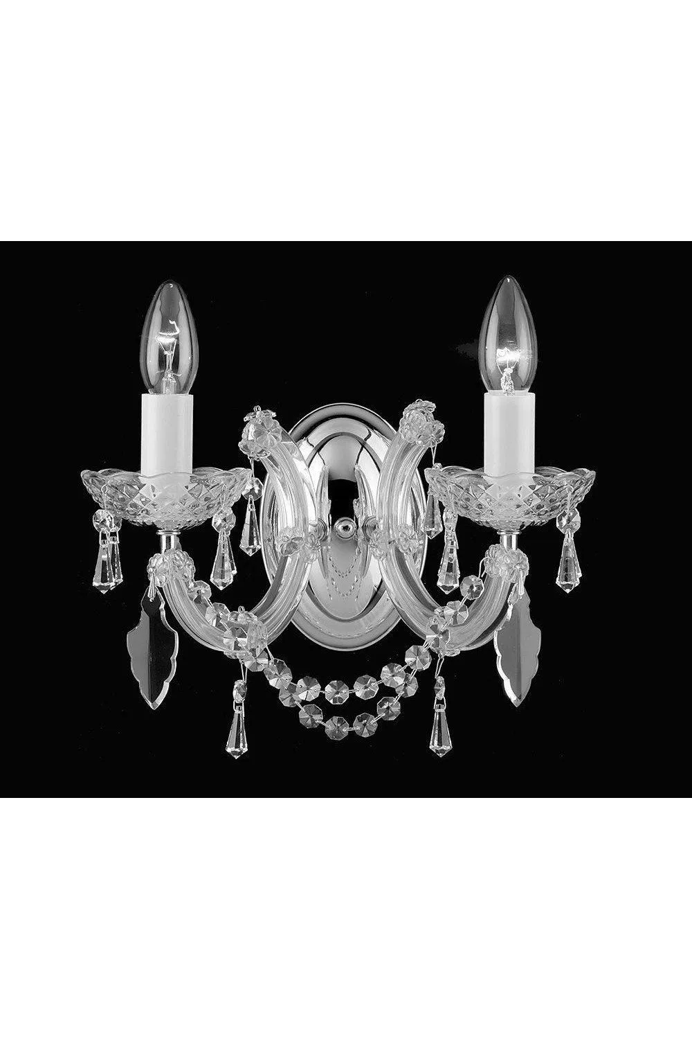 Netlighting CP0015002WBG Marie Theresa Glass Arm Gold Candle Wall Lamp in Grey