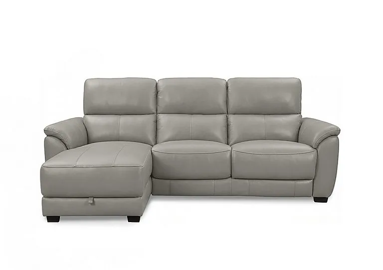 Saffron Leather 3 Seater Sofa with Storage Left Hand Facing Chaise End - BV Elephant