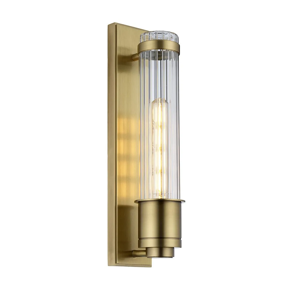 Netlighting Wellington 1 Light Wall Light Aged Brass IP44 in Yellow
