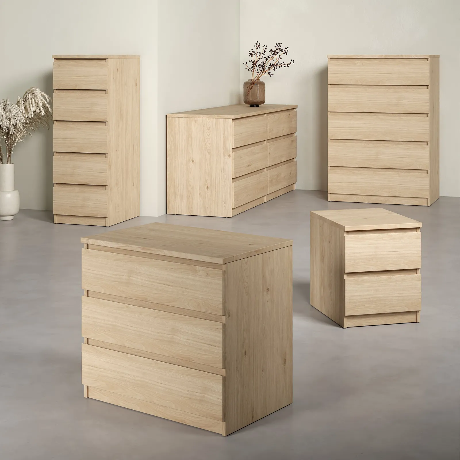 Furniture To Go Naia Wide Chest of 6 Drawers (3+3) in Light Oak 6