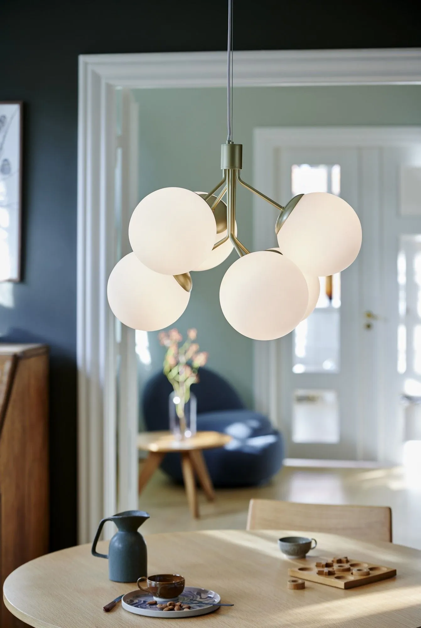 Nordlux Ivona Pendant Light Brass Glass Dining Room E27 Mains in Gold 4