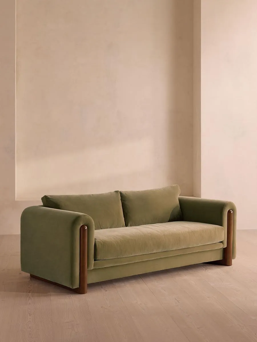 Farrell Three Seater Sofa, Velvet, Lichen