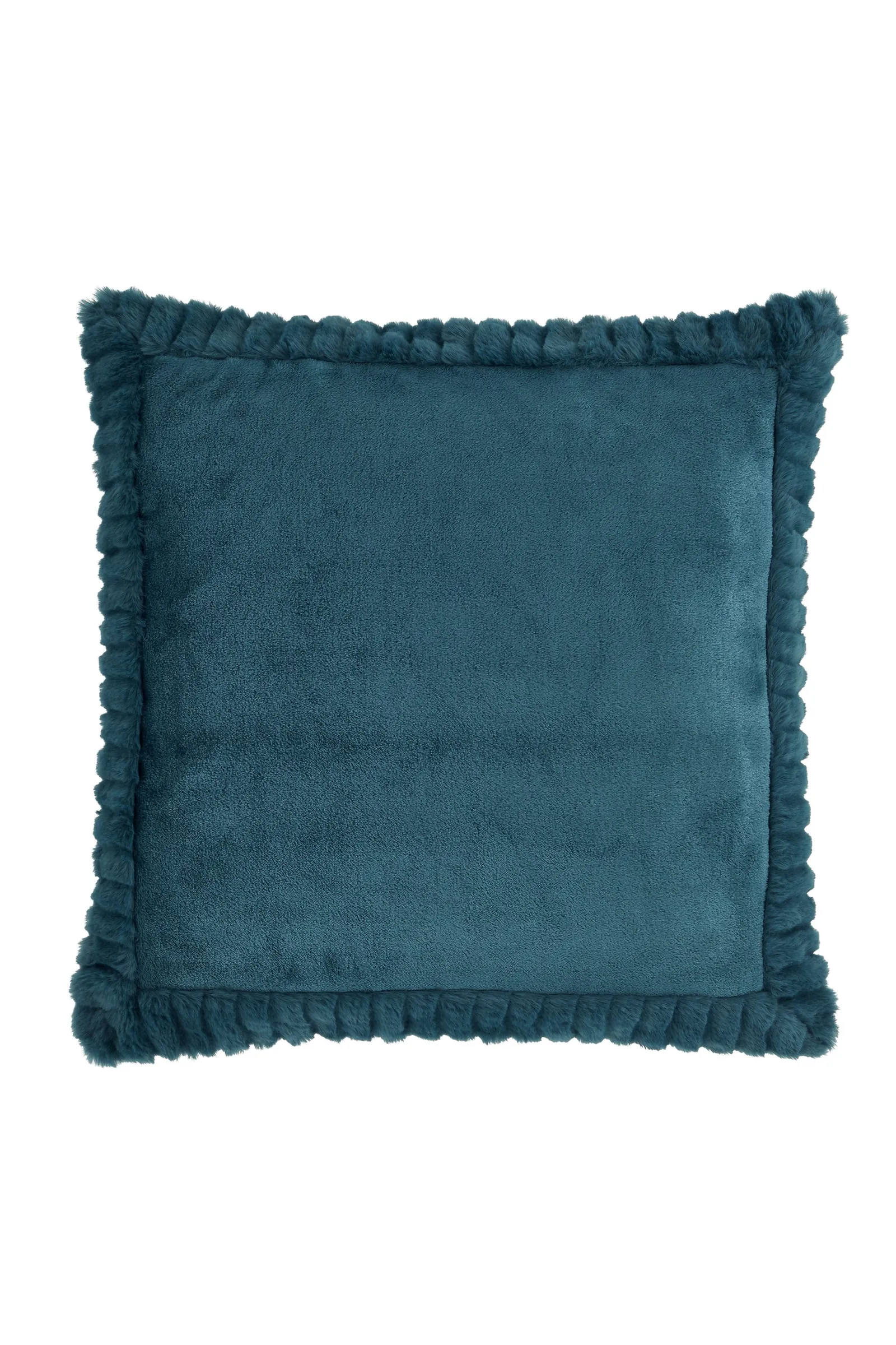 Catherine Lansfield 'Velvet & Faux Fur' 55x55cm Cushion in Teal 5