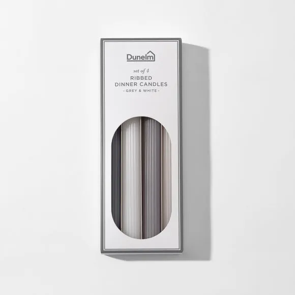 Set of 4 Unscented Ribbed Dinner Candles 3