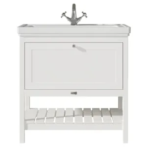 Bayswater Hartleigh Pointing White Traditional Freestanding Vanity Unit & 1 Tap Hole Traditional Recessed Basin - 800mm