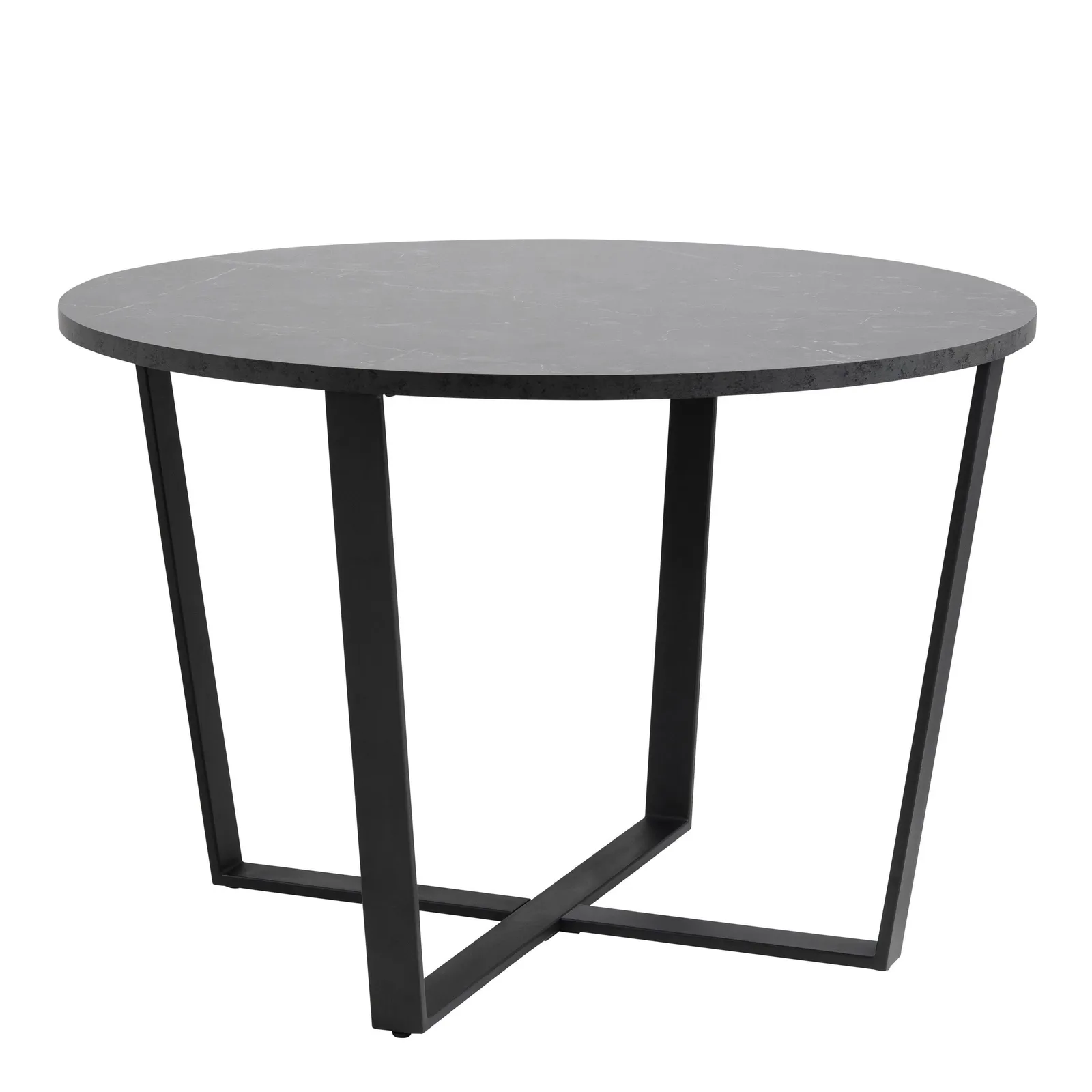 Furniture To Go Amble Round Dining Table with Black Marble Melamine Top & Black Legs
