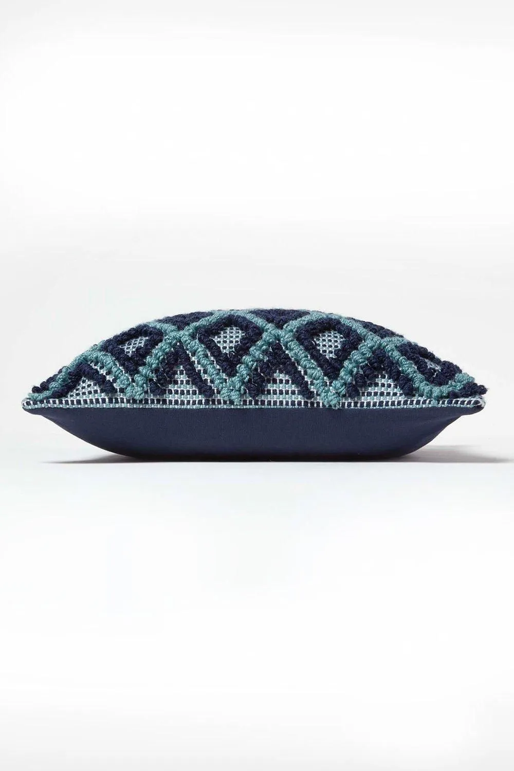 Homescapes Tula Handwoven Textured Navy & Teal Cushion 4