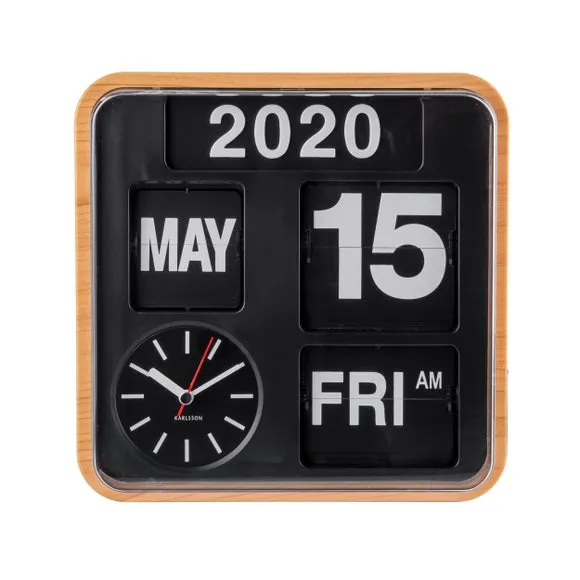 Karlsson Mini Flip Bamboo Print Wall Clock 2