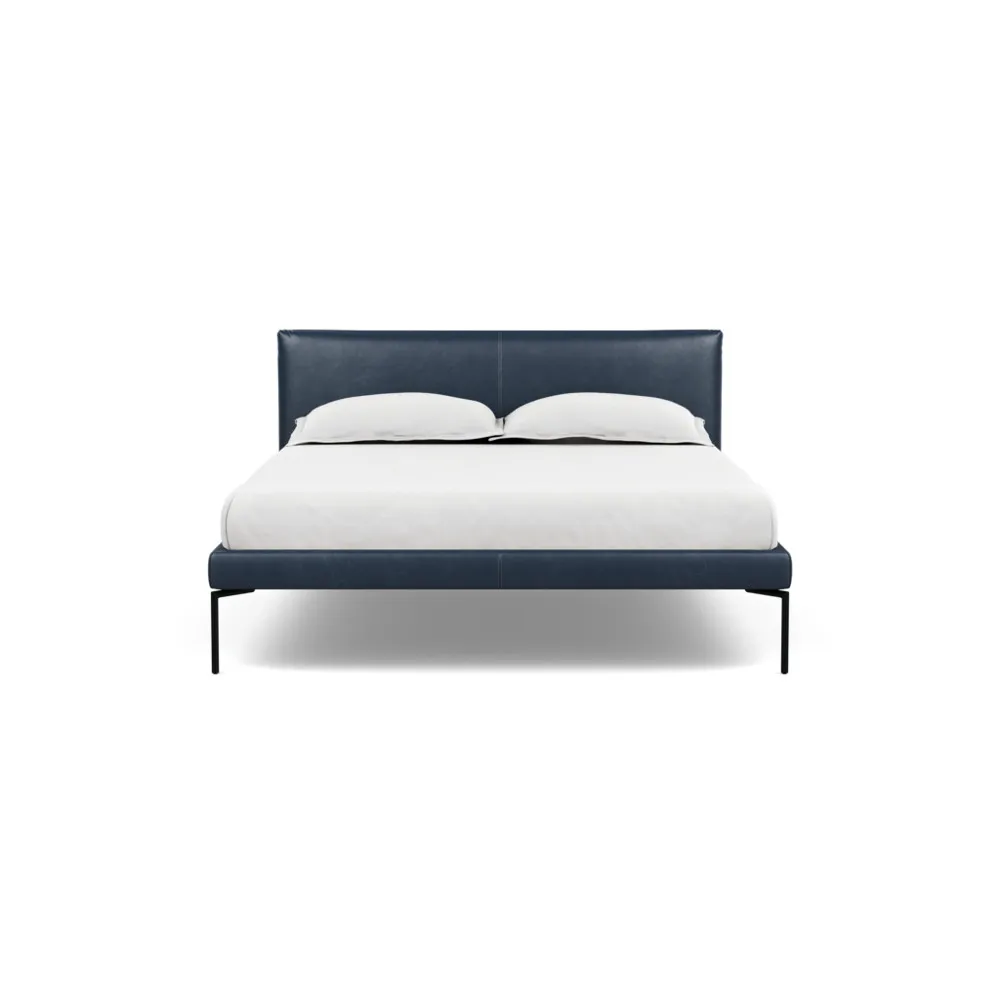 Heal's Matera Bedstead Double Leather Stonewash Navy Blue 279 1
