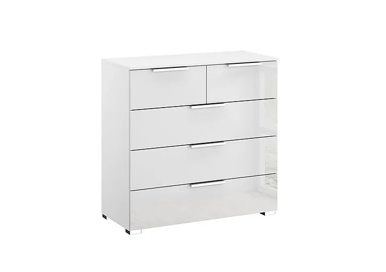 Formes Glass 5 Drawer Chest - White/White Front