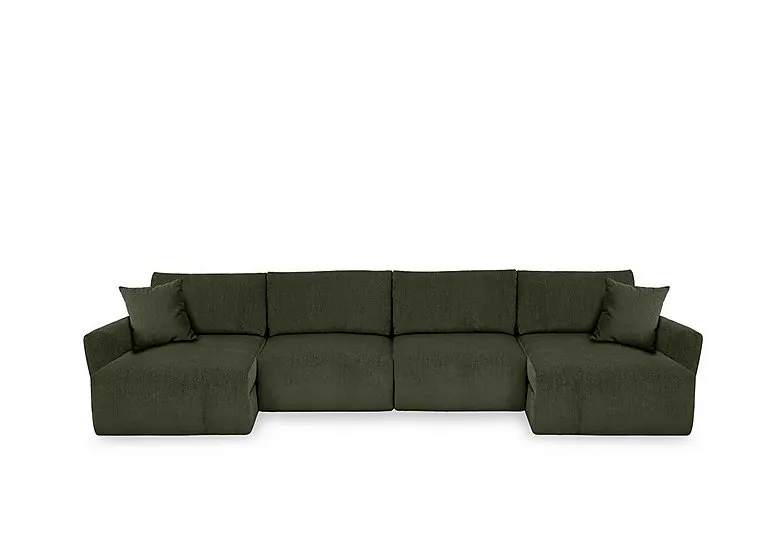 Gemini Fabric U-Shaped Power Glider Sofa with Double Storage Chaises