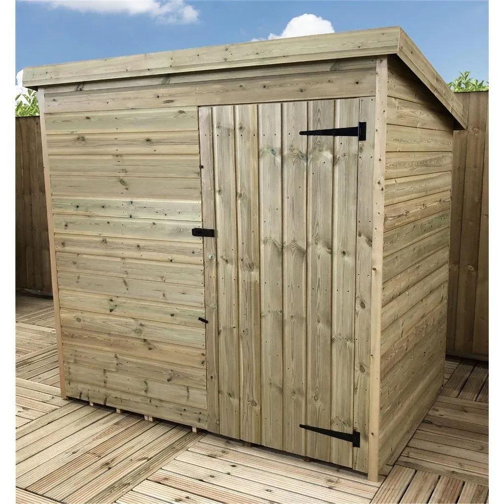 Marlborough 6 x 6 Pressure Treated Pent Garden Shed with Single Door in Natural 2