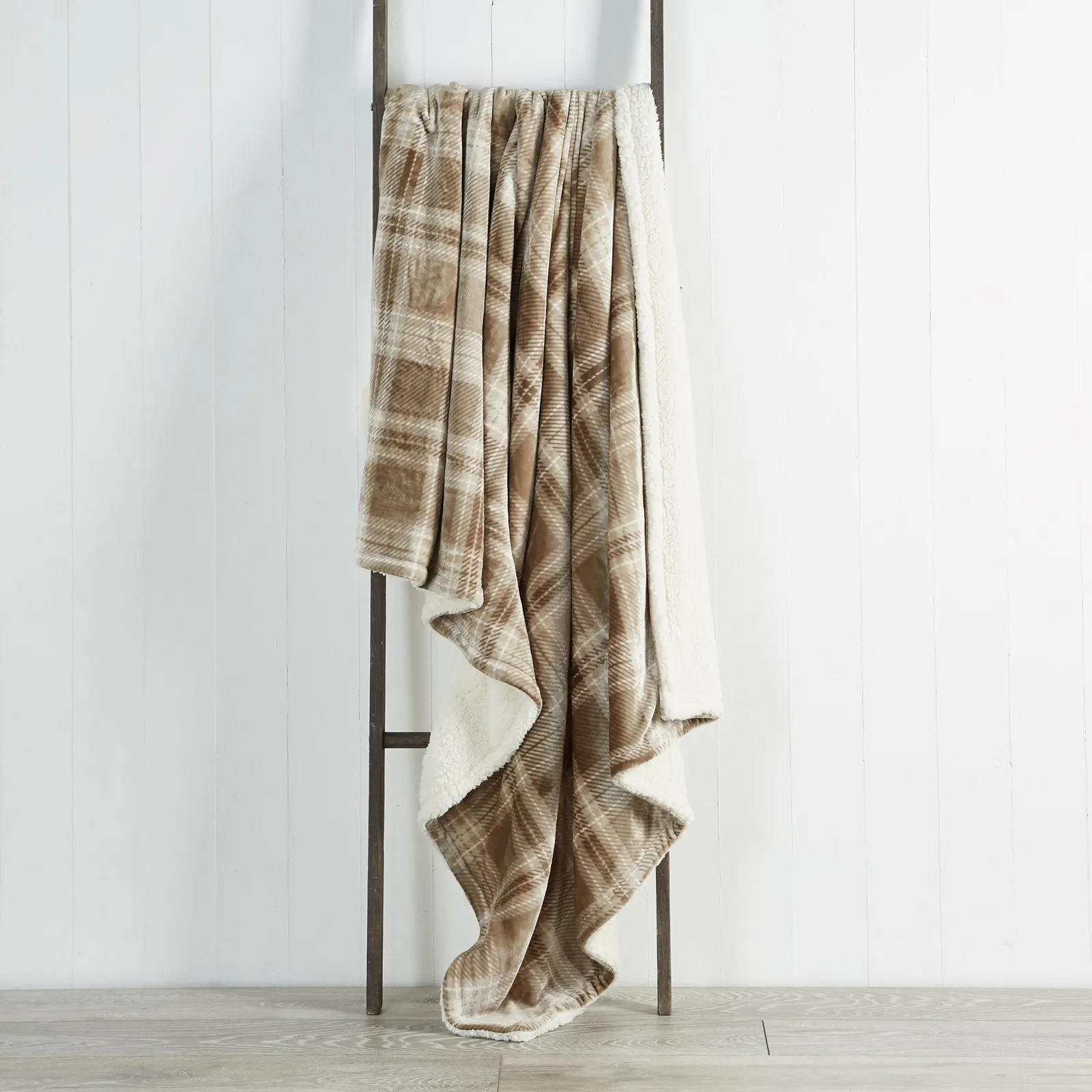 Check Sherpa Throw Blanket, 130cm x 180cm 1