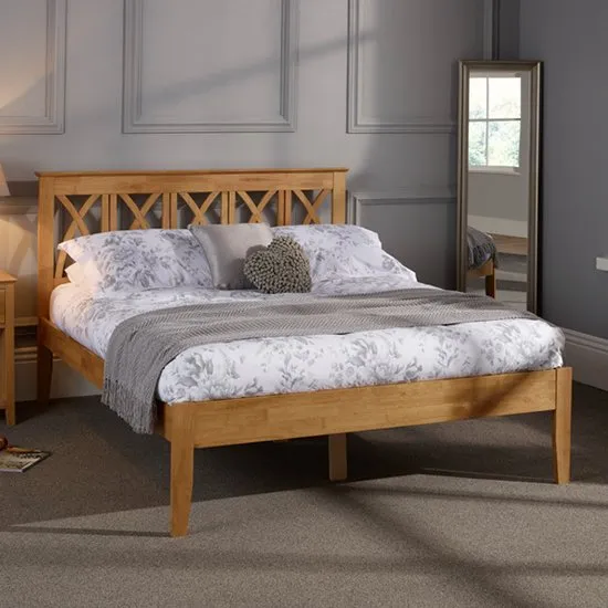 Autumn Hevea Wooden Super King Size Bed In Honey Oak