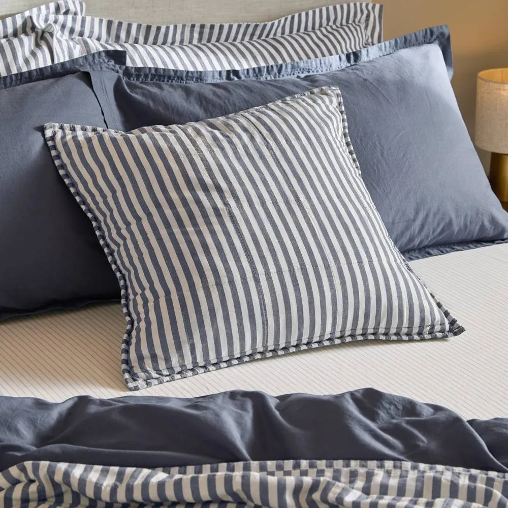 Yard Hebden Striped 100% Cotton Cushion in Navy 2