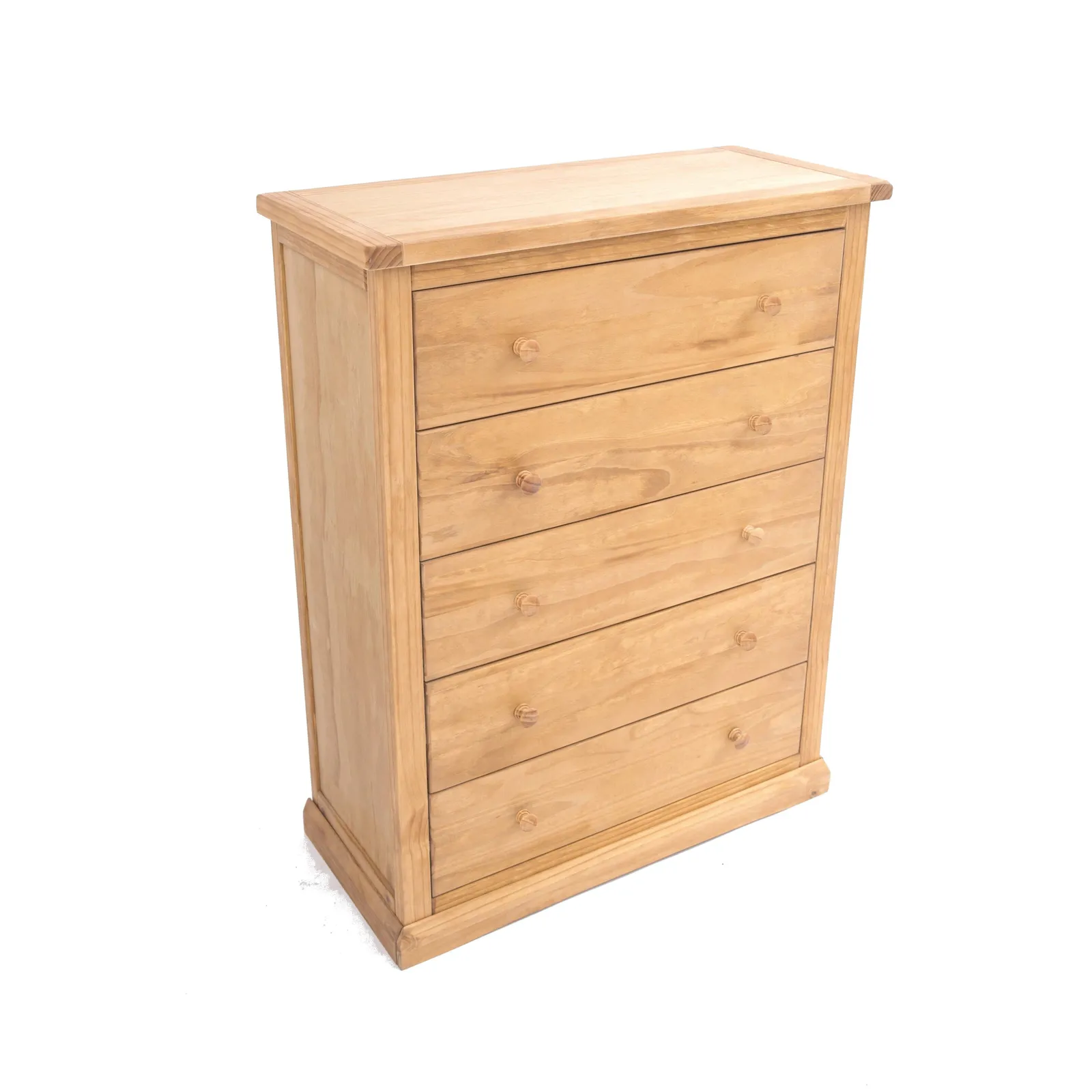 Cabinet Bits Lucca 5 Drawer Chest of Drawers Wood Knob in Light Brown 3