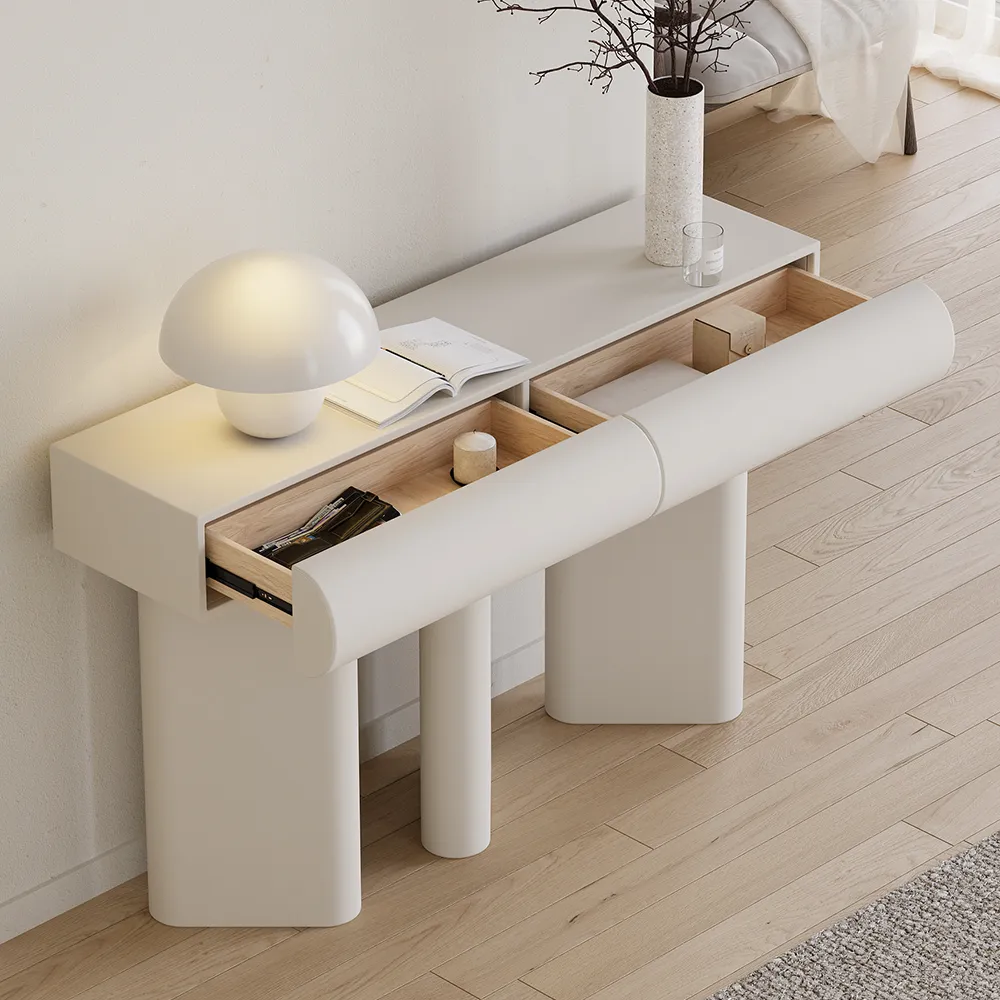 Humply 1210mm Modern Faux Leather Console Table with Storage Entryway Table