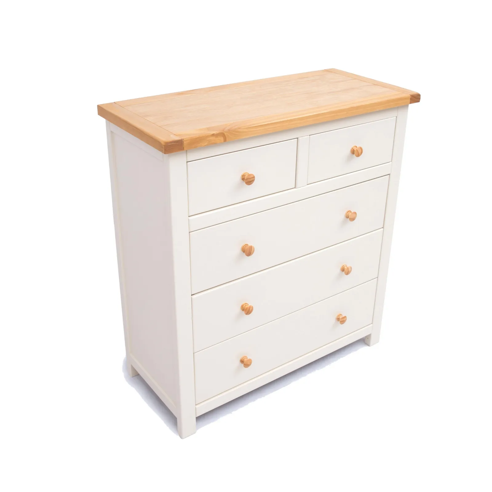 Cabinet Bits Maggiori 5 Drawer Chest of Drawers Wood Knob in Off-White 3