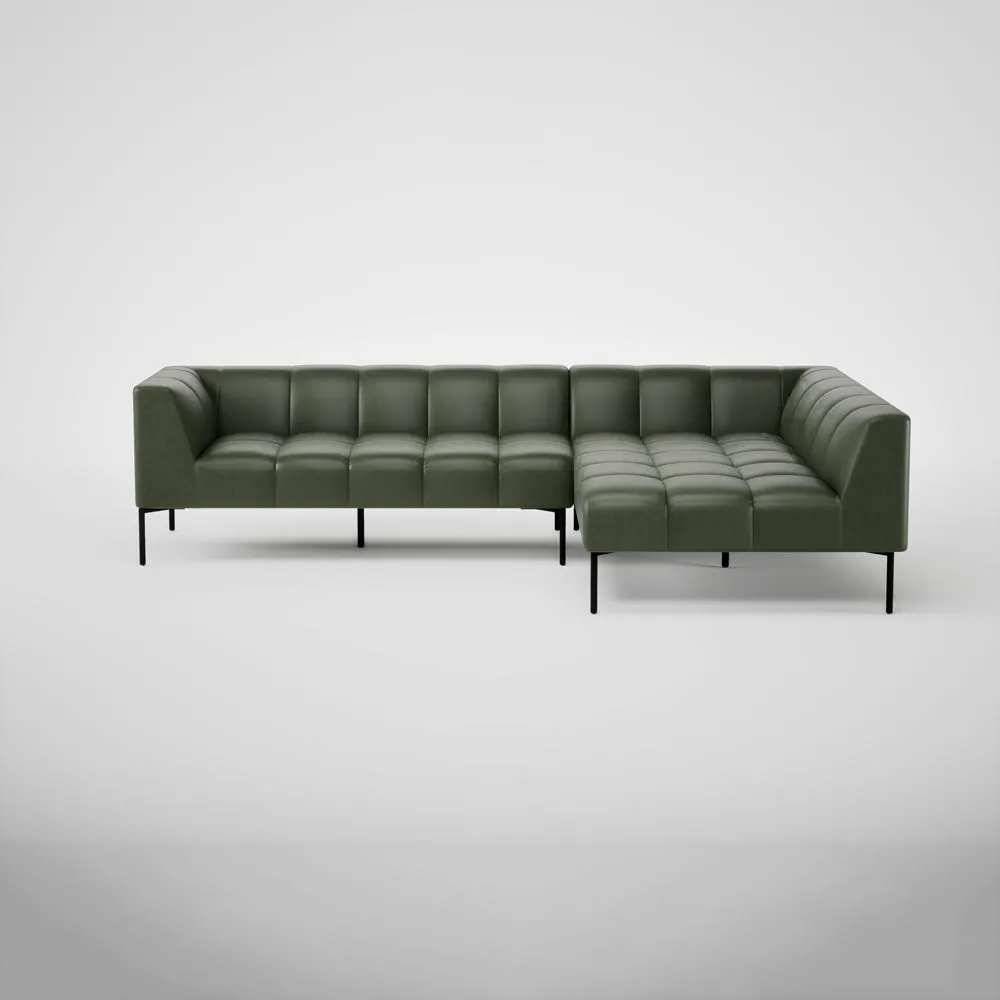 Heal's Quadro Right Hand Facing Chase Sofa Stonewash Leather 278 Black Feet 2
