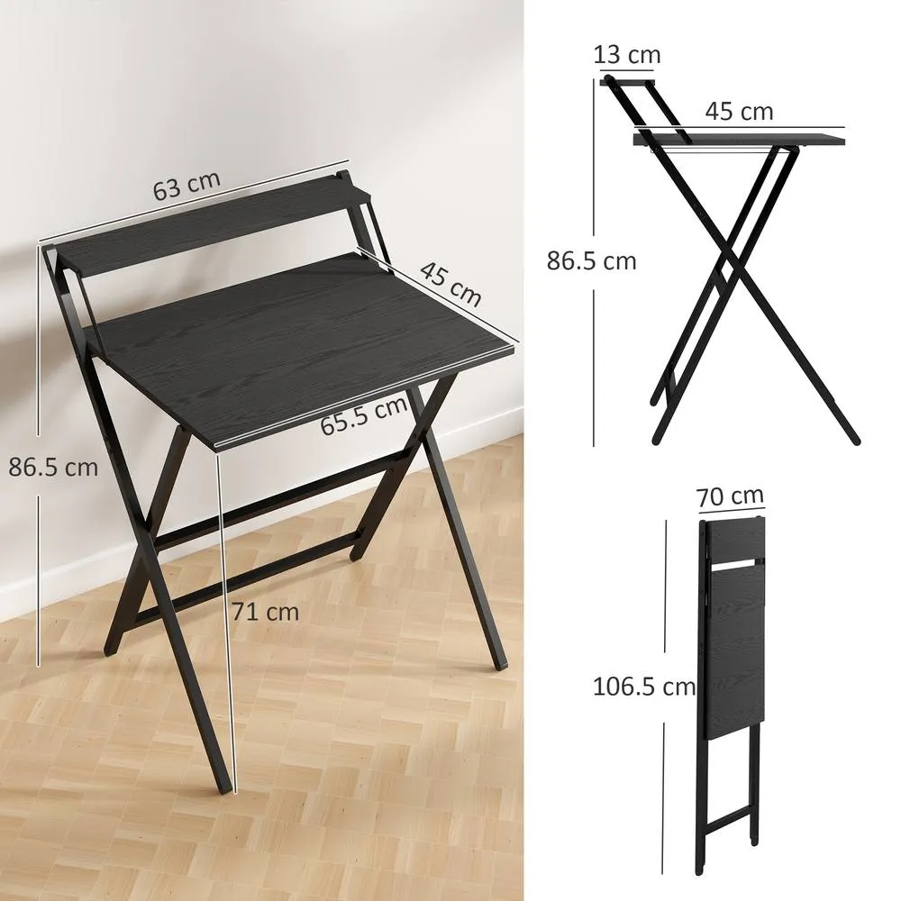 HOMCOM 70 cm Folding Computer Desk for Small Spaces Bedroom, Black 3