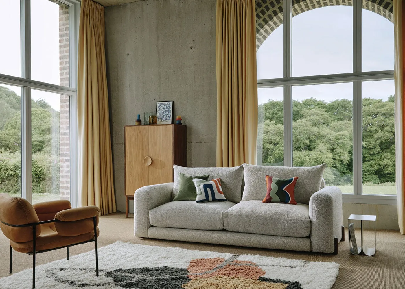 Heal's Nuvola 2 Seater Sofa Smart Velvet Petrol Walnut Stained Feet 2