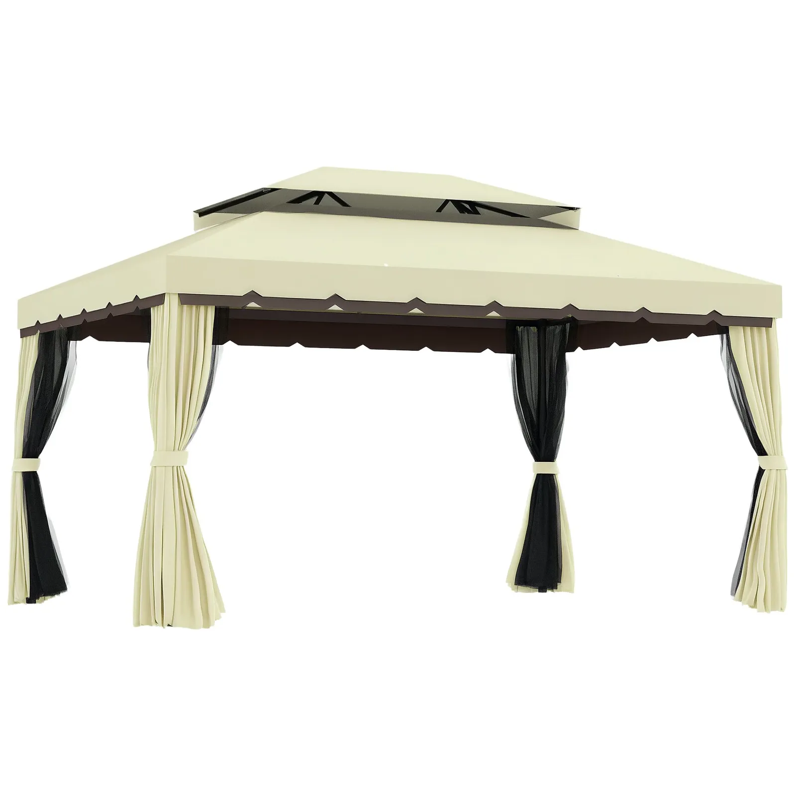 OUTSUNNY 3m x 3.6m Aluminium Gazebo Canopy Patio Marquee Party Tent in Cream 2