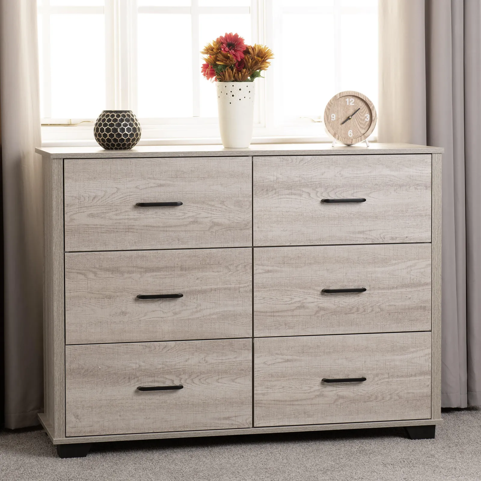 Seconique Oliver 6 Drawer Chest in Light Oak