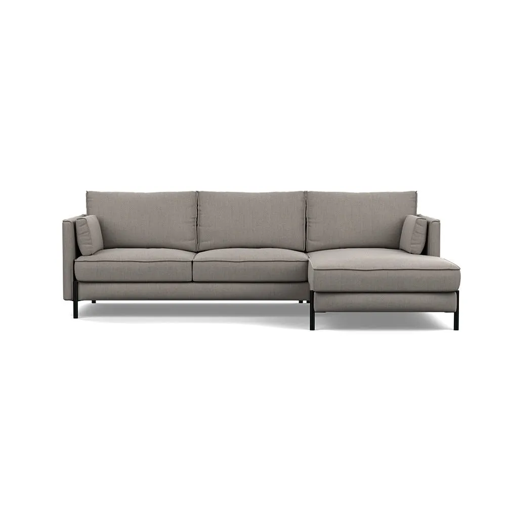 Heal's Tortona Right Hand Facing 4 Seater Corner Chaise Broadweave Pebble Black Feet 1