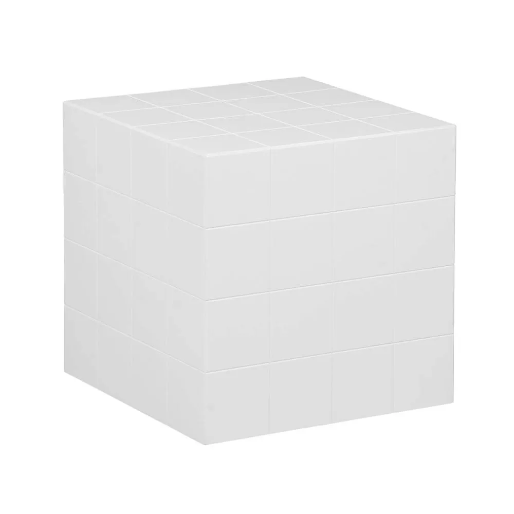 sweeek Cubic coffee table, side table with matt ceramic-effect finish, 40x40x in White 2