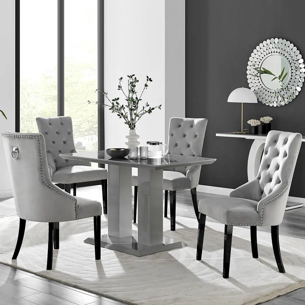 FurnitureboxUK Imperia 4 Grey Dining Table & 4 Belgravia Chairs 1