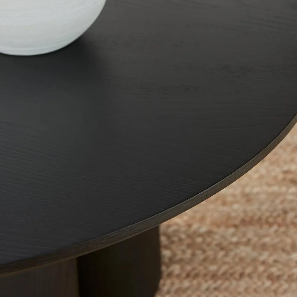 FurnitureboxUK Sutton Round Black Veneer Wood Coffee Table 5