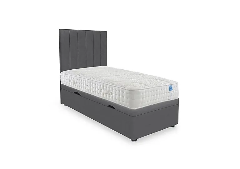 Luxury Firm Side Lift Ottoman Divan Set - Small Single - Plush Dark Grey