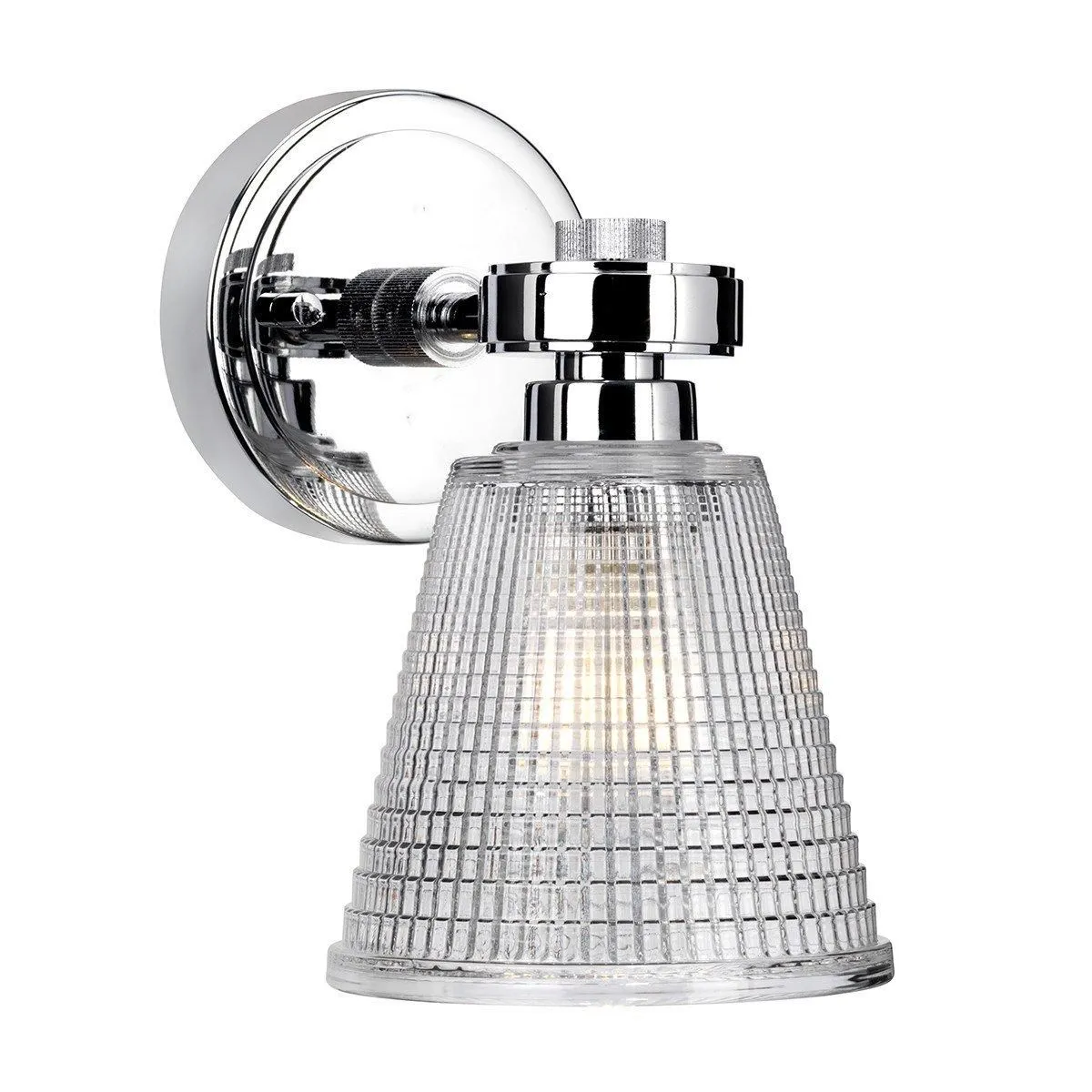 Netlighting Gunnislake 1 Light Wall Light Polished Chrome Glass Shade IP44 G9 in Grey