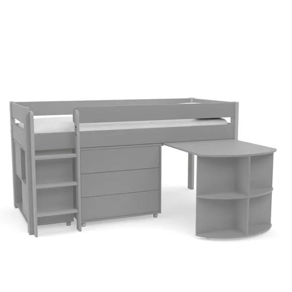 Uno Midsleeper With Pull Out Desk Chest of Drawers and Cube Unit Pine 5
