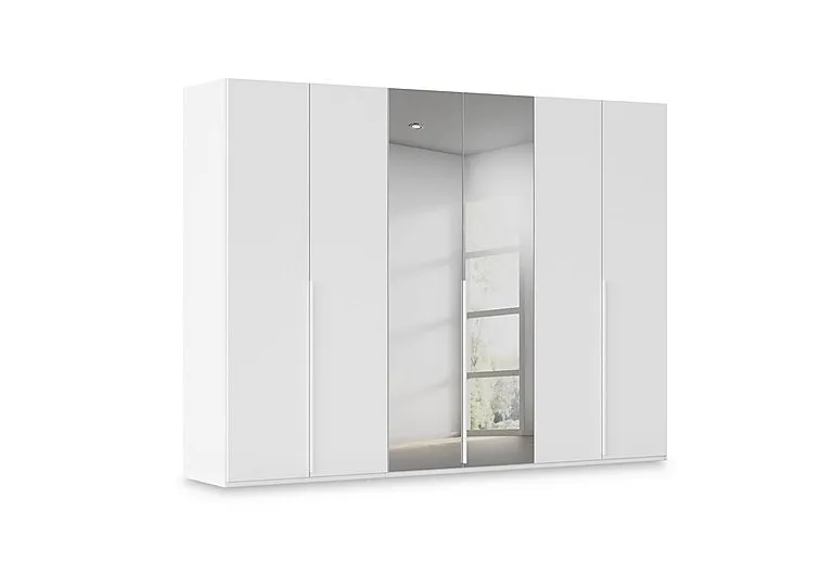 Haven 301cm 6 Door Hinged Wardrobe with 4 Décor Doors and 2 Mirror Doors - Alpine White