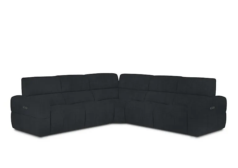 Cube Fabric Large Power Recliner Corner Sofa with Power Headrests - Opulence Charcoal