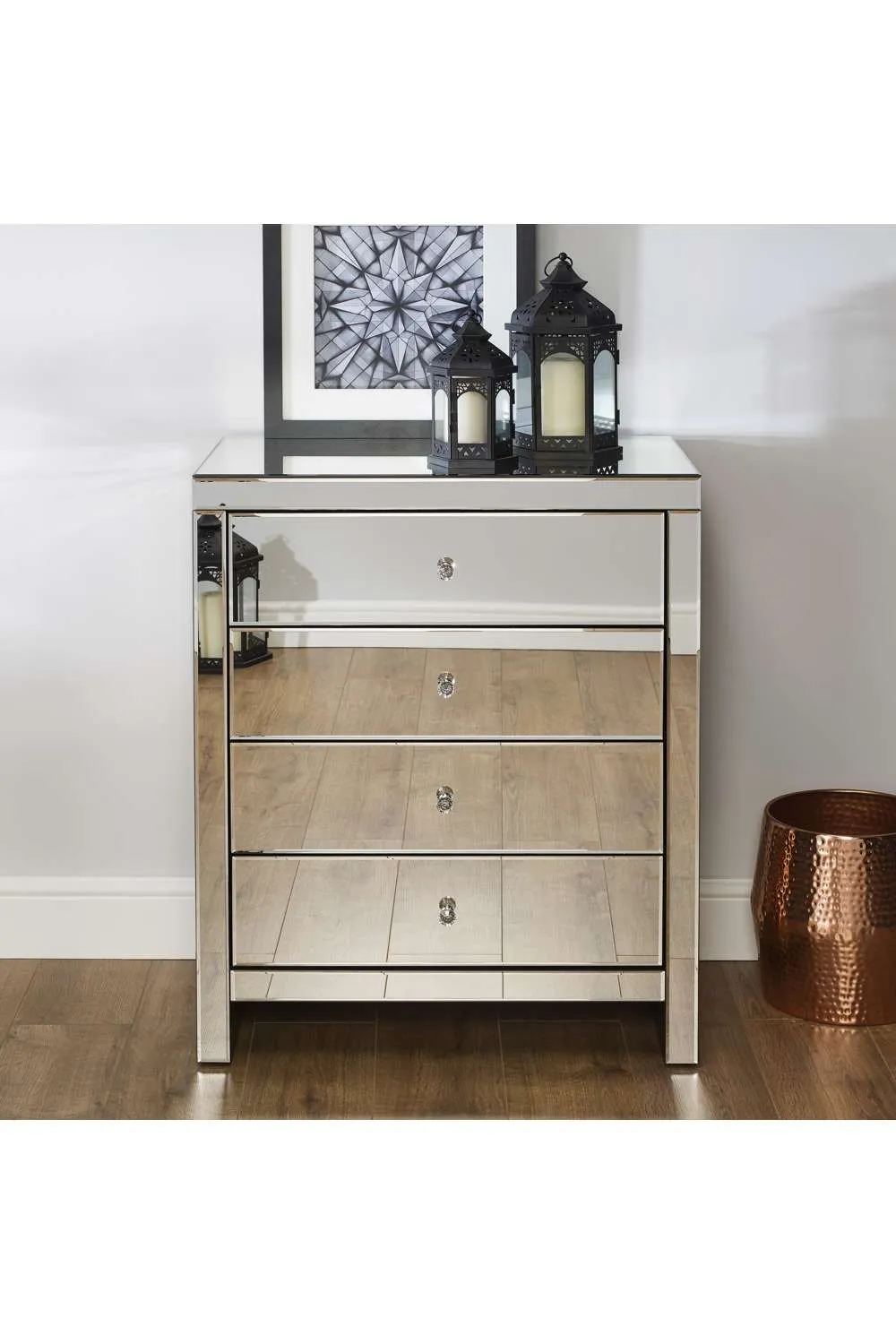 Birlea Seville 4 Drawer Chest Mirrored in Silver 2
